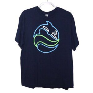 SEA WORLD neon fish logo on dark blue heavy cotton T Shirt GILDAM men's size XL
